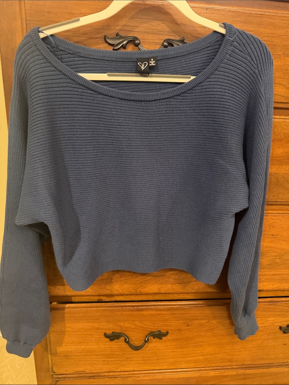 Windsor Navy Ribbed Scoop Neck Sweater